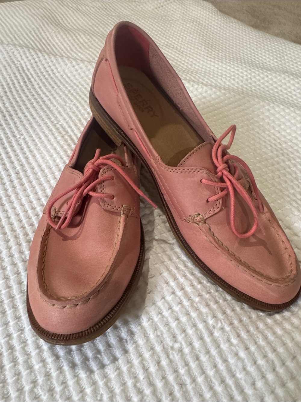 Sperry Pink Leather Moccasin Lace-Up Loafers